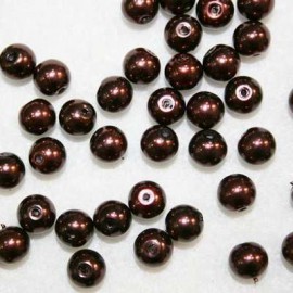 Perla sintética marrón de 8 mm