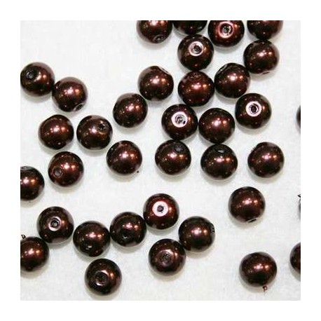 Perla sintética marrón de 8 mm