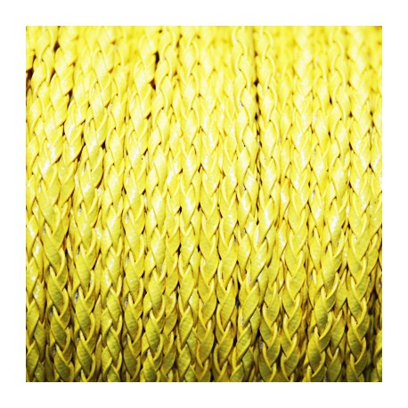 Cuero sintético trenzado 3mm amarillo