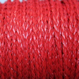Cuero sintético trenzado 3mm rojo
