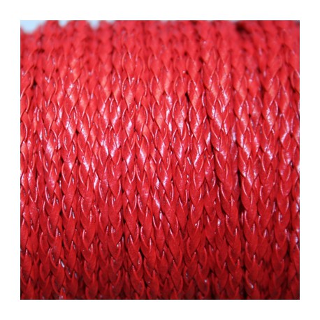 Cuero sintético trenzado 3mm rojo