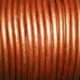 Cuero redondo 3mm metalizado cobre claro